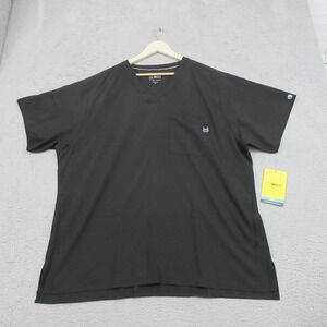 WonderWink W123 Scrub Shirt Men 2XL Black V Neck Pocket Medical Heathcare Unifom